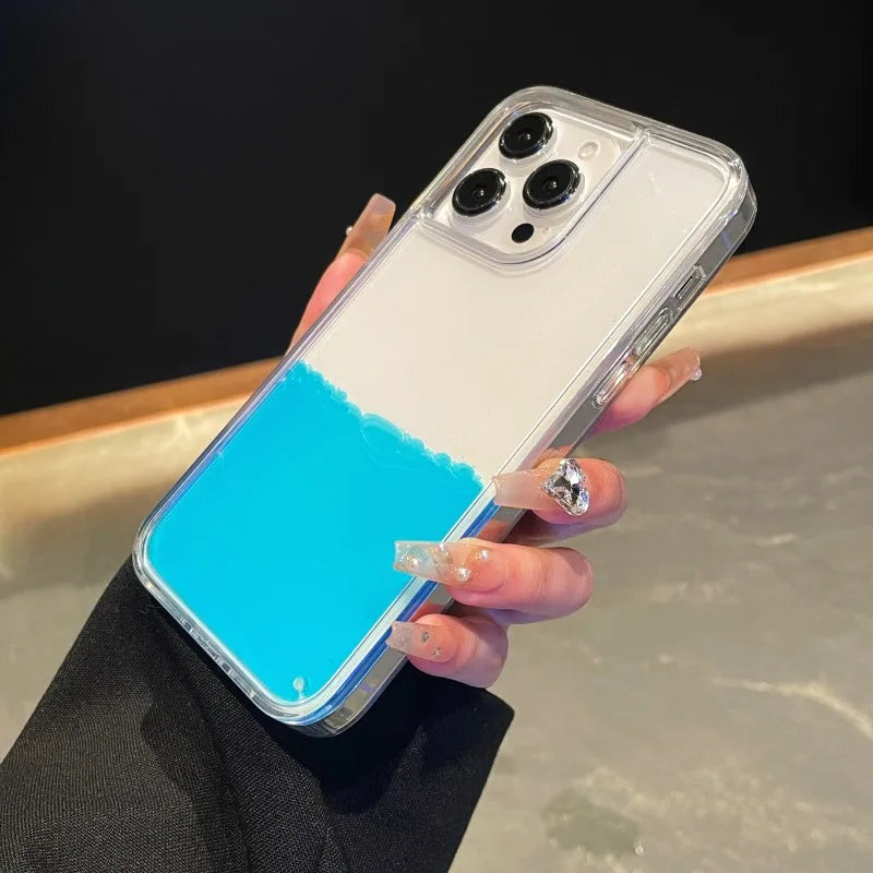 Liquid Floating iPhone Case Transparent Quicksand Design with Moving Liquid