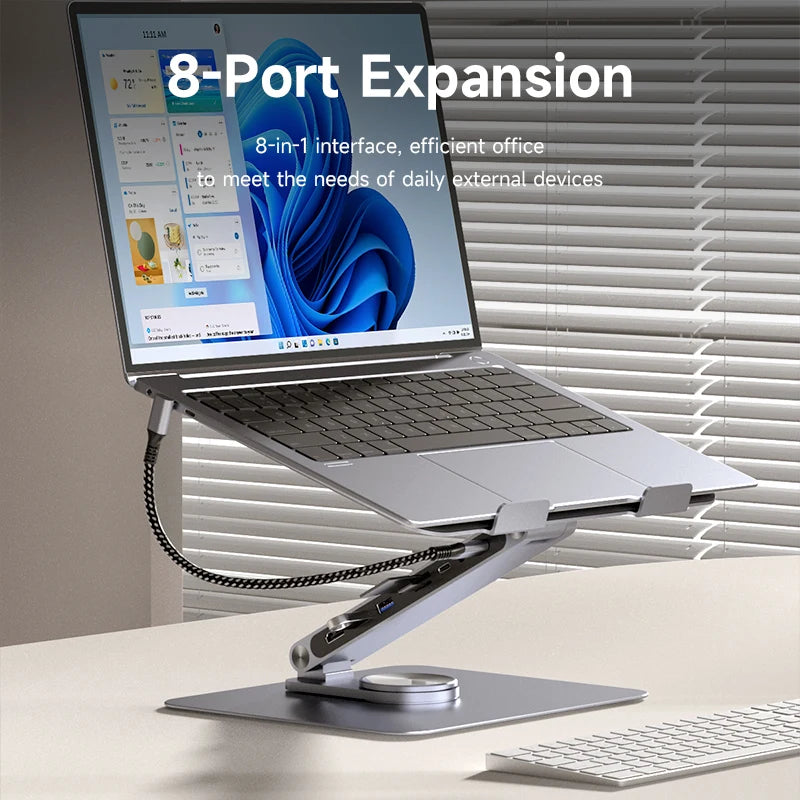 Hagibis Adjustable Aluminum Laptop Stand for Desk with USB C Dock