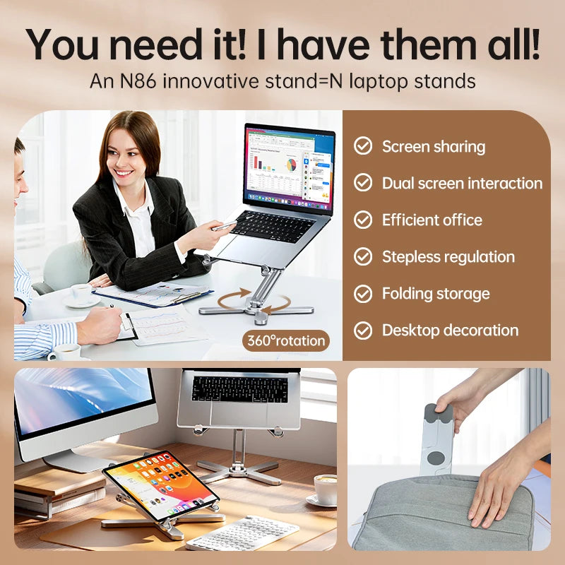 Aluminum Alloy Laptop Stand 360° Foldable