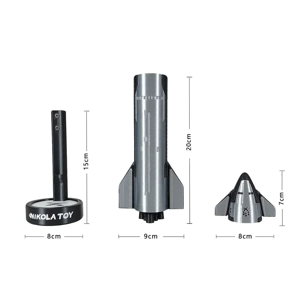 SpaceX Starship Model 3D Printed 1:200 Scale with Tail Flame Effect