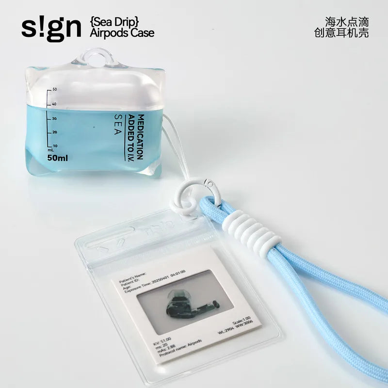 Sea S!gn Drip Blue IV Bag AirPods Case Complete Set