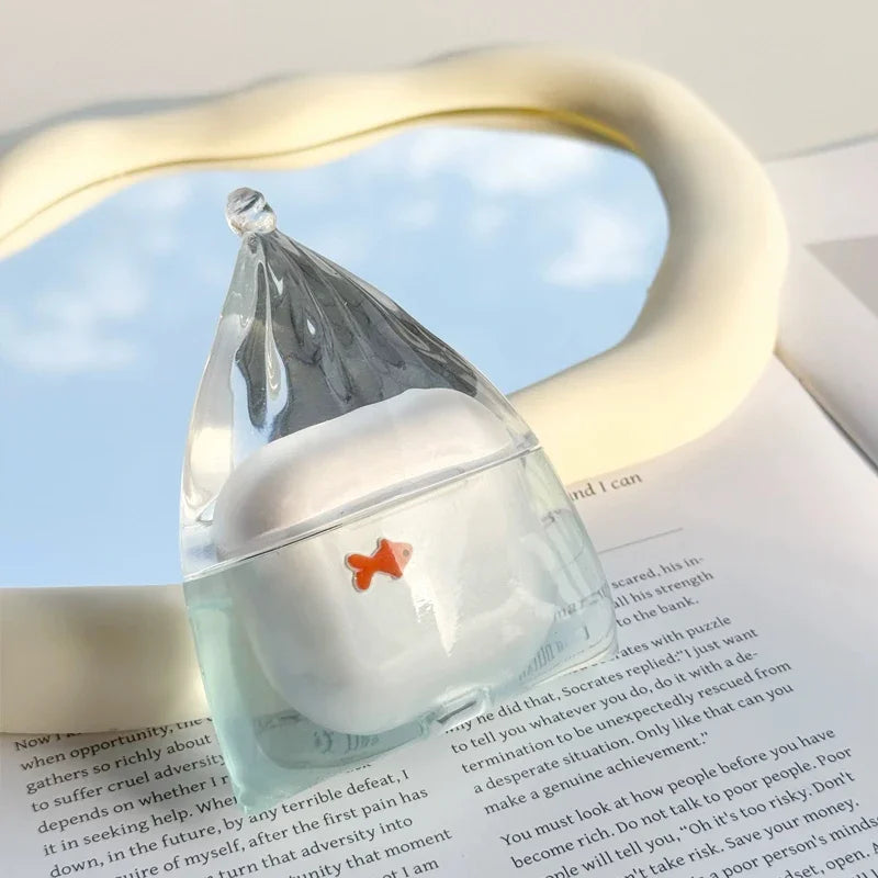 Goldfish Water Bag AirPods Case Realistic 3D Fish Silicone Protection Transparent