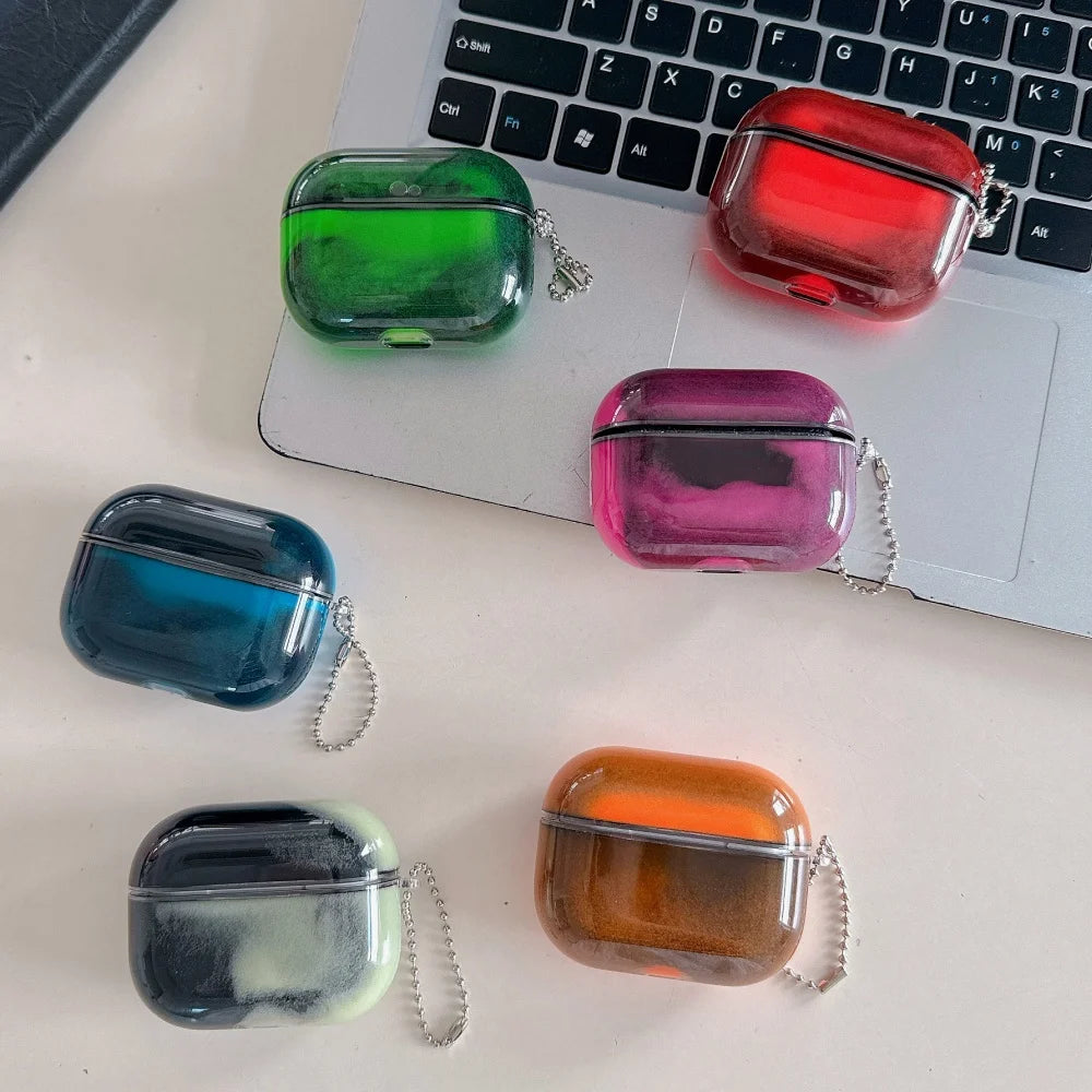 Glow-in-the-Dark Liquid Glitter AirPods Case - Moving Quicksand Design