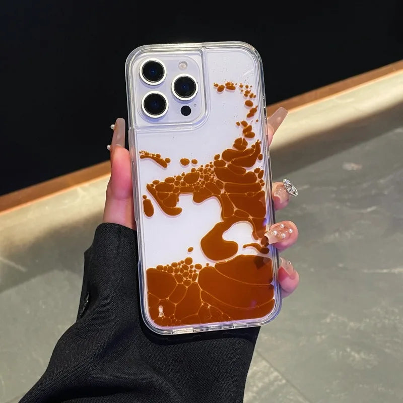 Liquid Floating iPhone Case Transparent Quicksand Design with Moving Liquid