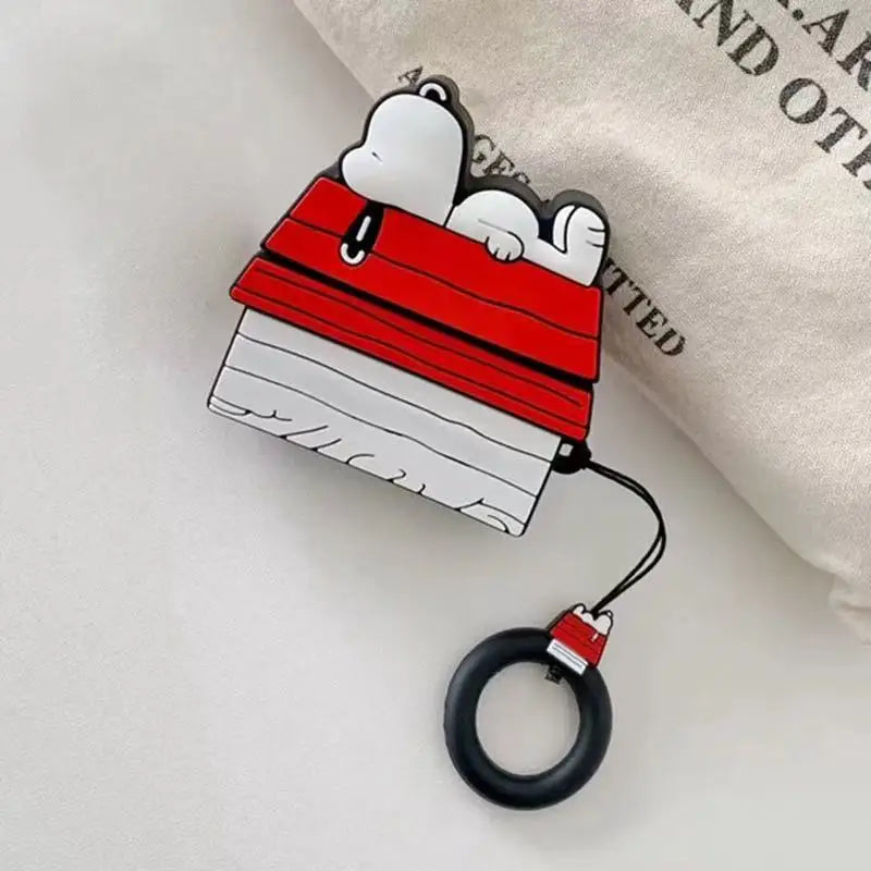 Snoopy AirPods Case Cartoon Silicone Cover with Lanyard