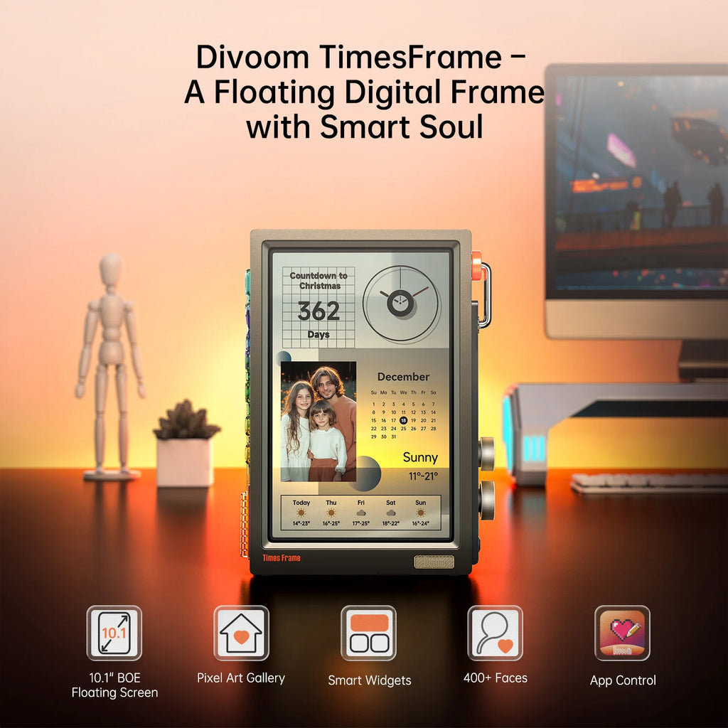 Divoom Times Frame 10.1″ Smart Digital Clock Crypto and Stocks