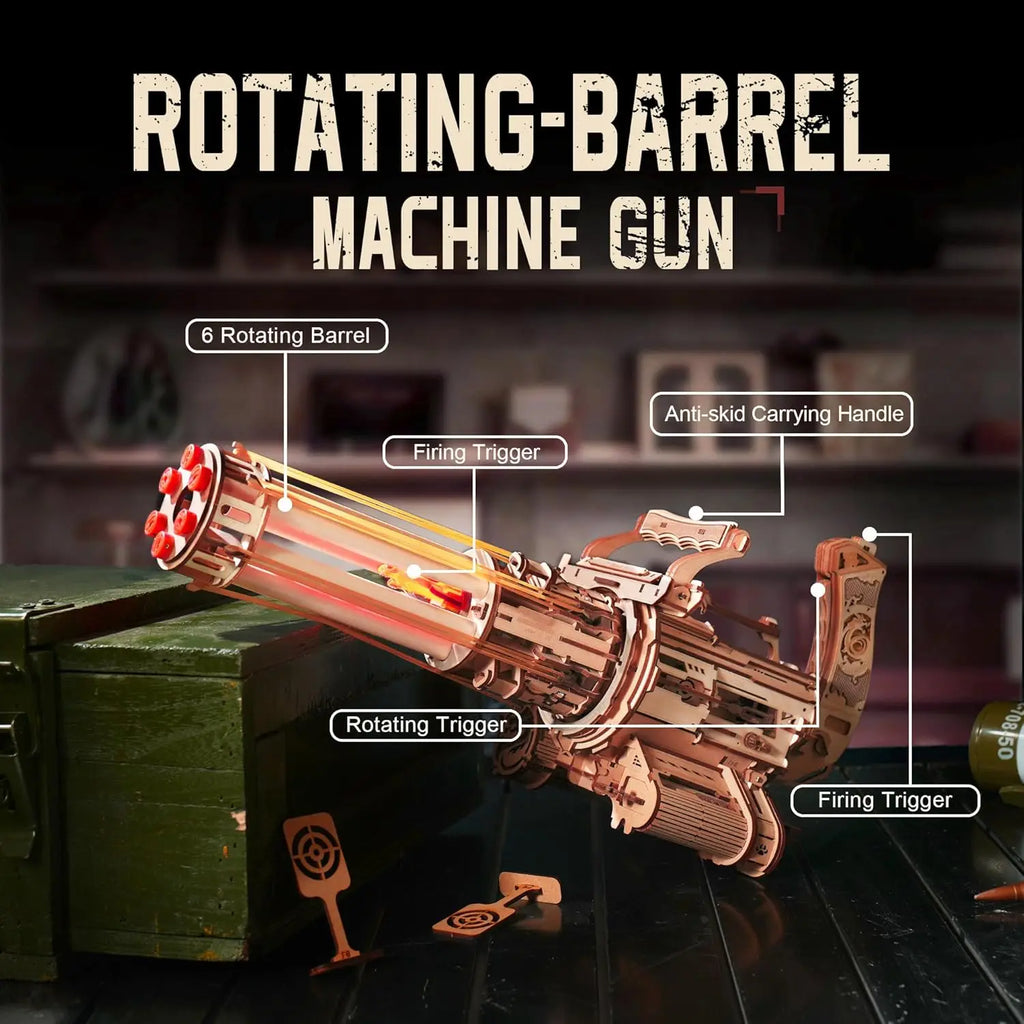 Rotating-Barrel Machine Gun 3D Wooden Puzzle