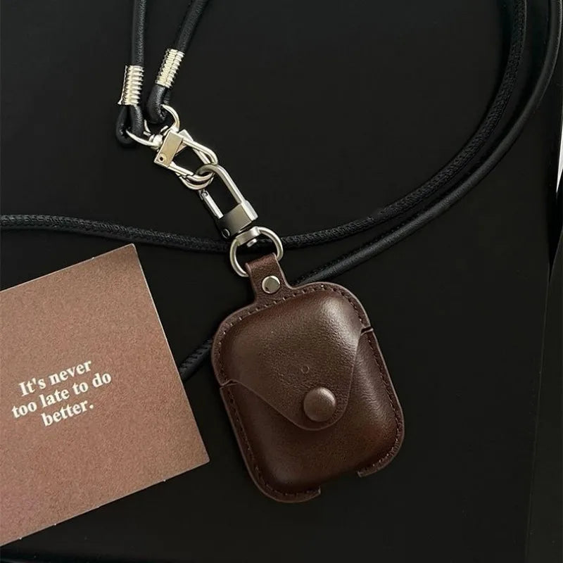 Premium Leather AirPods Case with Lanyard