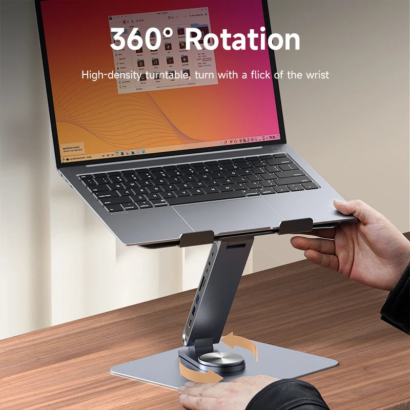 Hagibis Adjustable Aluminum Laptop Stand for Desk with USB C Dock