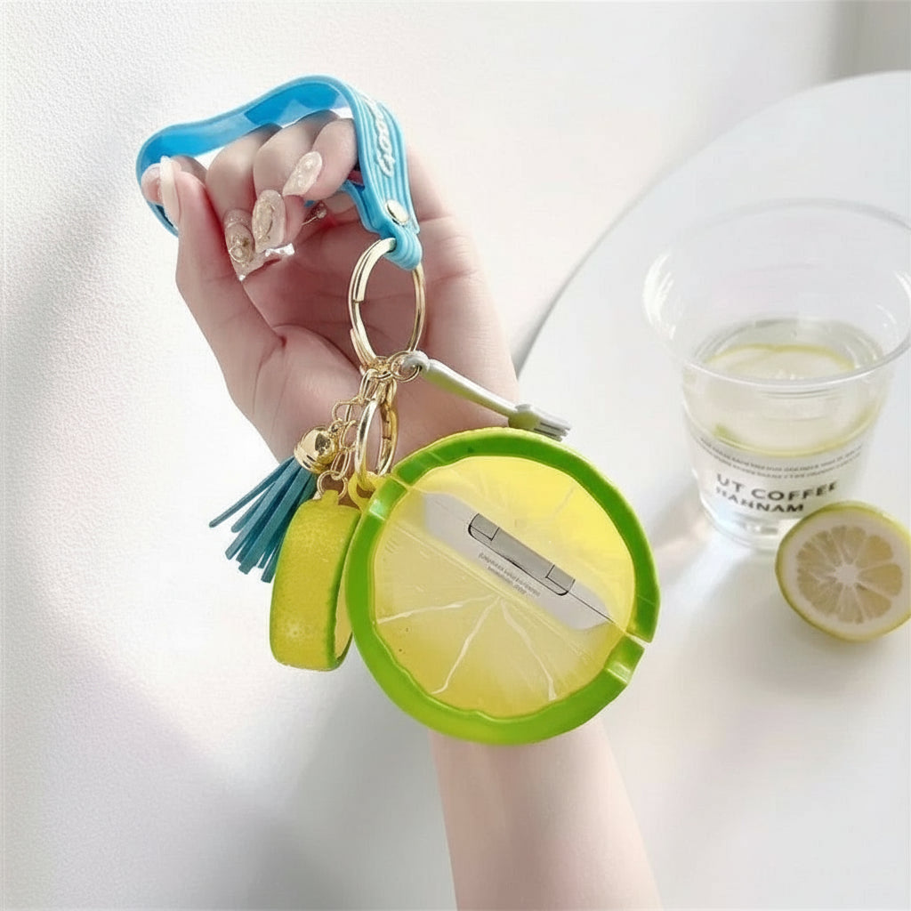 Lemon & Lime AirPods Case 3D Fresh Fruit Design with Keychain