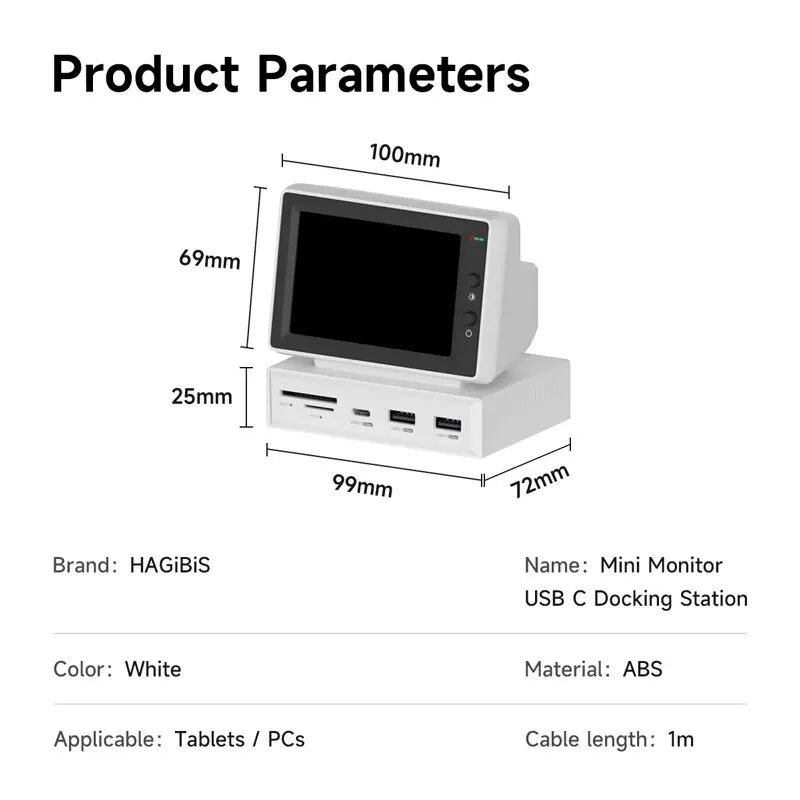 Hagibis Mini PC Monitor Dock Station 3.5 inch