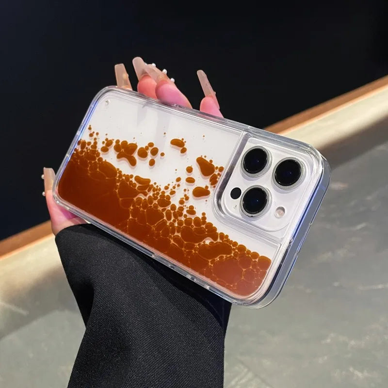 Liquid Floating iPhone Case Transparent Quicksand Design with Moving Liquid