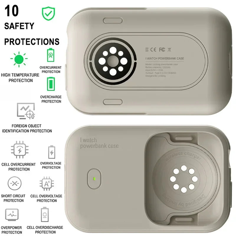 Power Bank Case for Apple Watch Charger 1200mAh