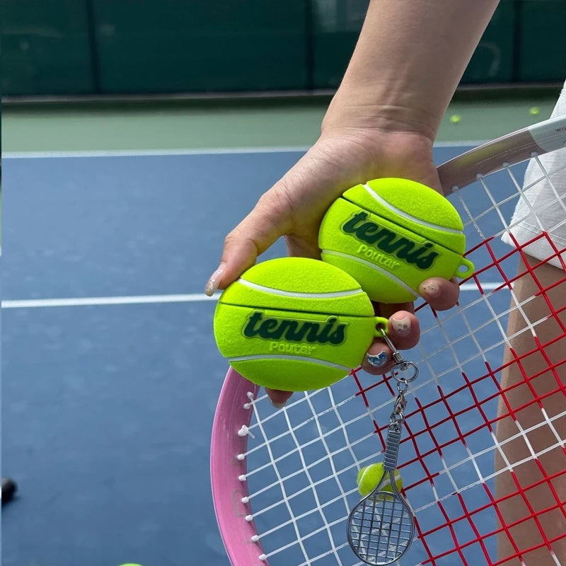 3D Tennis Ball AirPods Case Silicone Anti-Drop Sports Design Cover