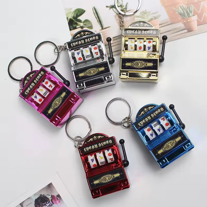 Mini Slot Machine Keychain Playable Arcade Jackpot with Working Lever