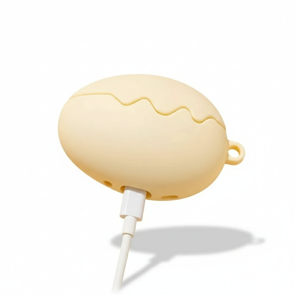 Cute Egg-Shaped Silicone AirPods Case Funny Protective Cover with Charm