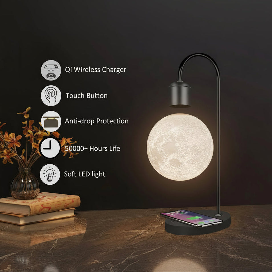 Magnetic Levitating Moon Lamp with Wireless Charging