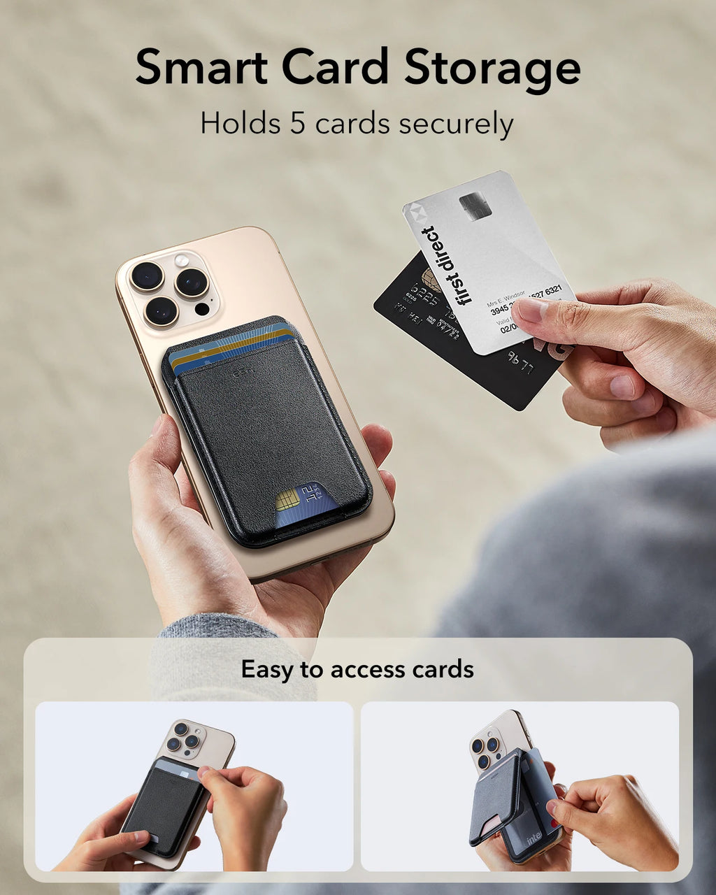 ESR Aura MagSafe Wallet - 5 Card Vegan Leather Stand