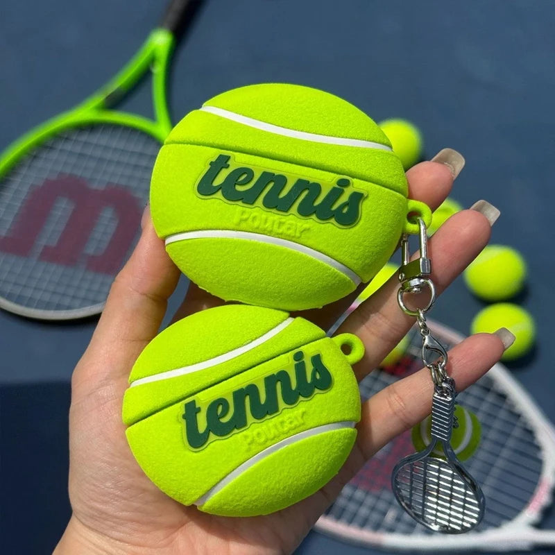 3D Tennis Ball AirPods Case Silicone Anti-Drop Sports Design Cover