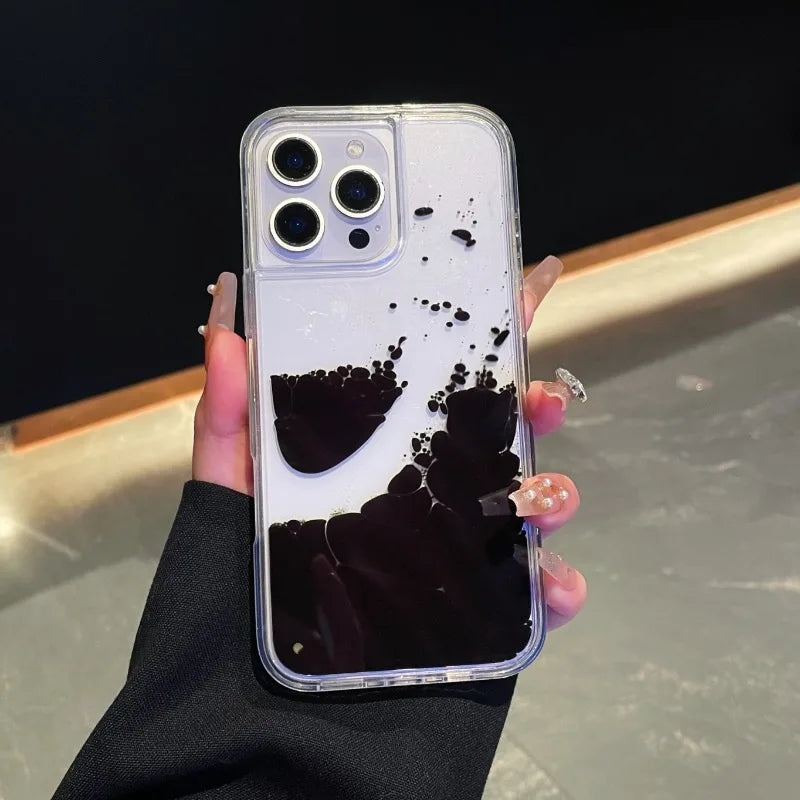 Liquid Floating iPhone Case Transparent Quicksand Design with Moving Liquid