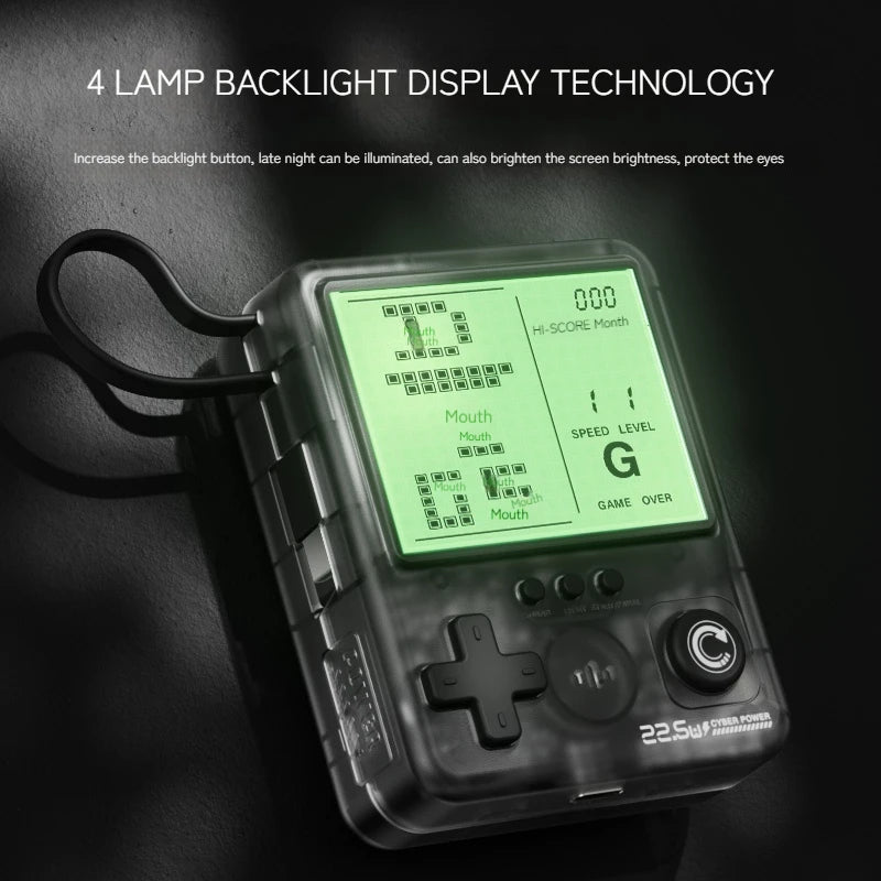 Cyber Power Bank Retro Pixel Mini Game Console with Fast Charging