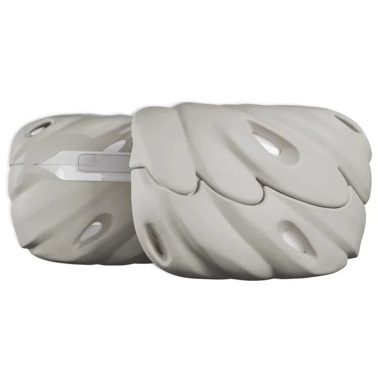 Shell Niche Sculptural AirPods Case Organic Wave Design in Black & White Silicone