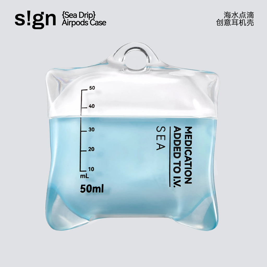 Sea S!gn Drip Blue IV Bag AirPods Case Complete Set