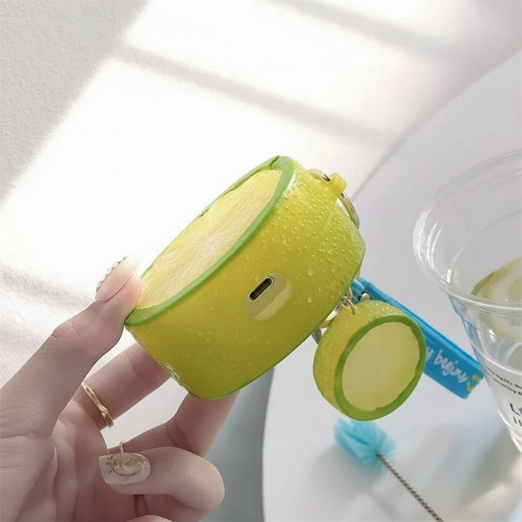 Lemon & Lime AirPods Case 3D Fresh Fruit Design with Keychain