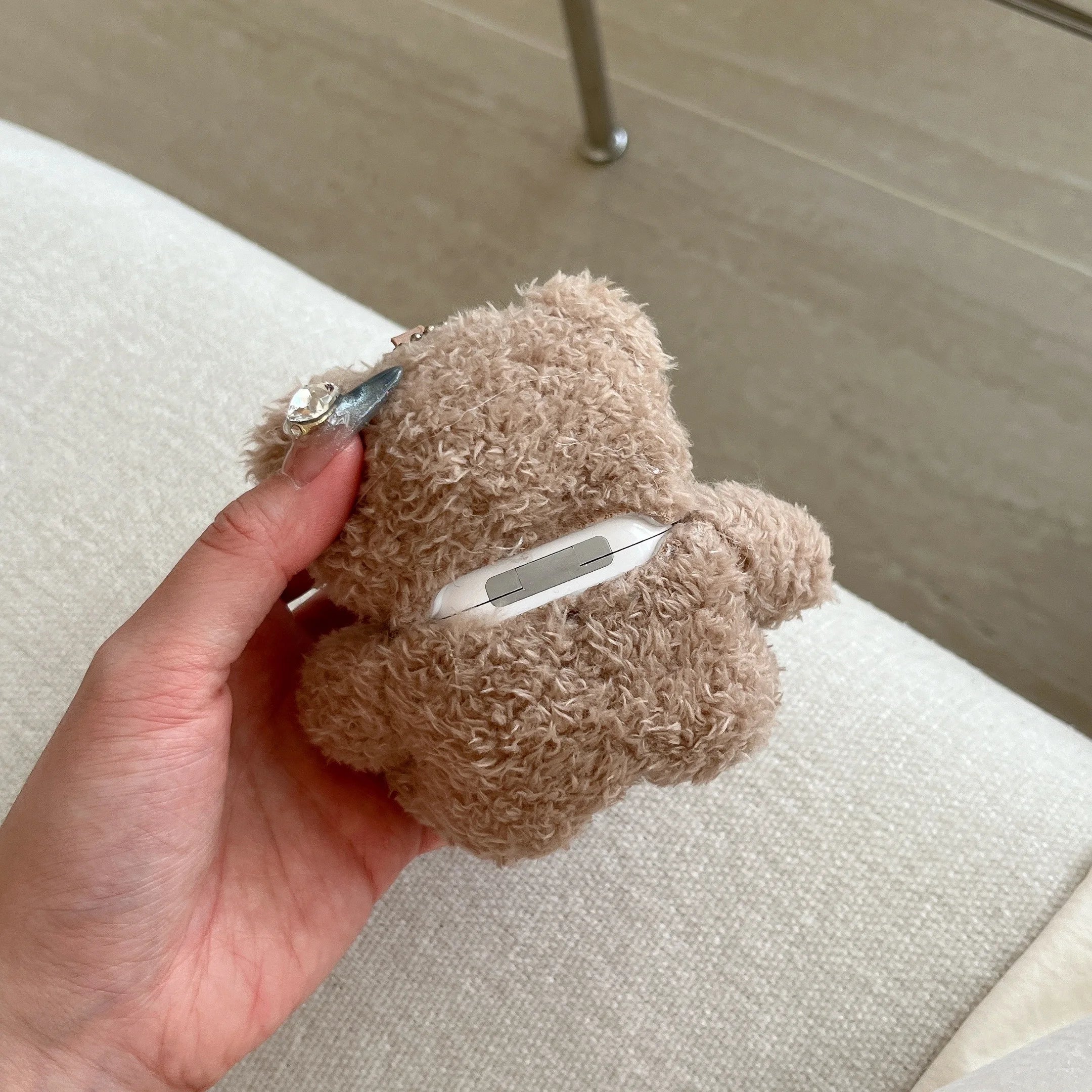Fluffy Teddy Bear AirPods Case