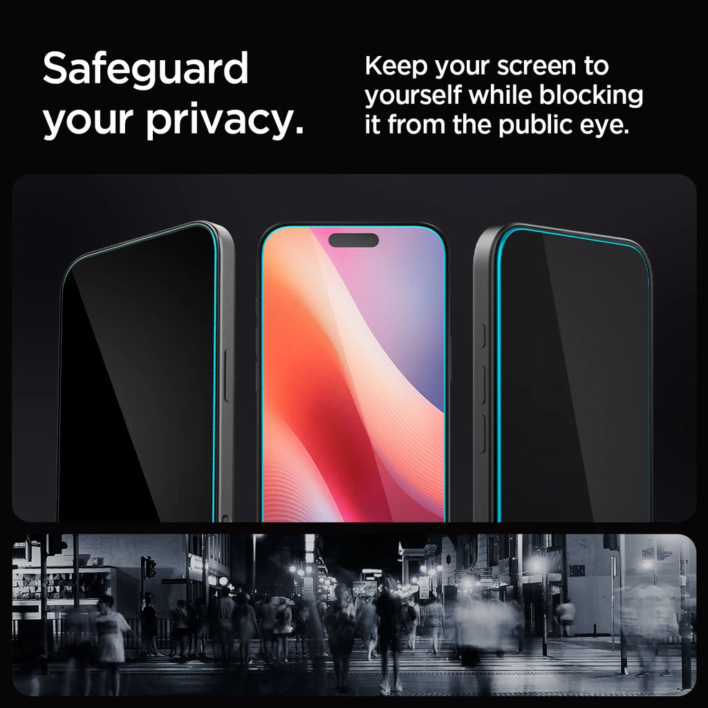 Spigen GLAS.tR EZ Fit Privacy Screen Protector iPhone 17 / 16 Pro Series