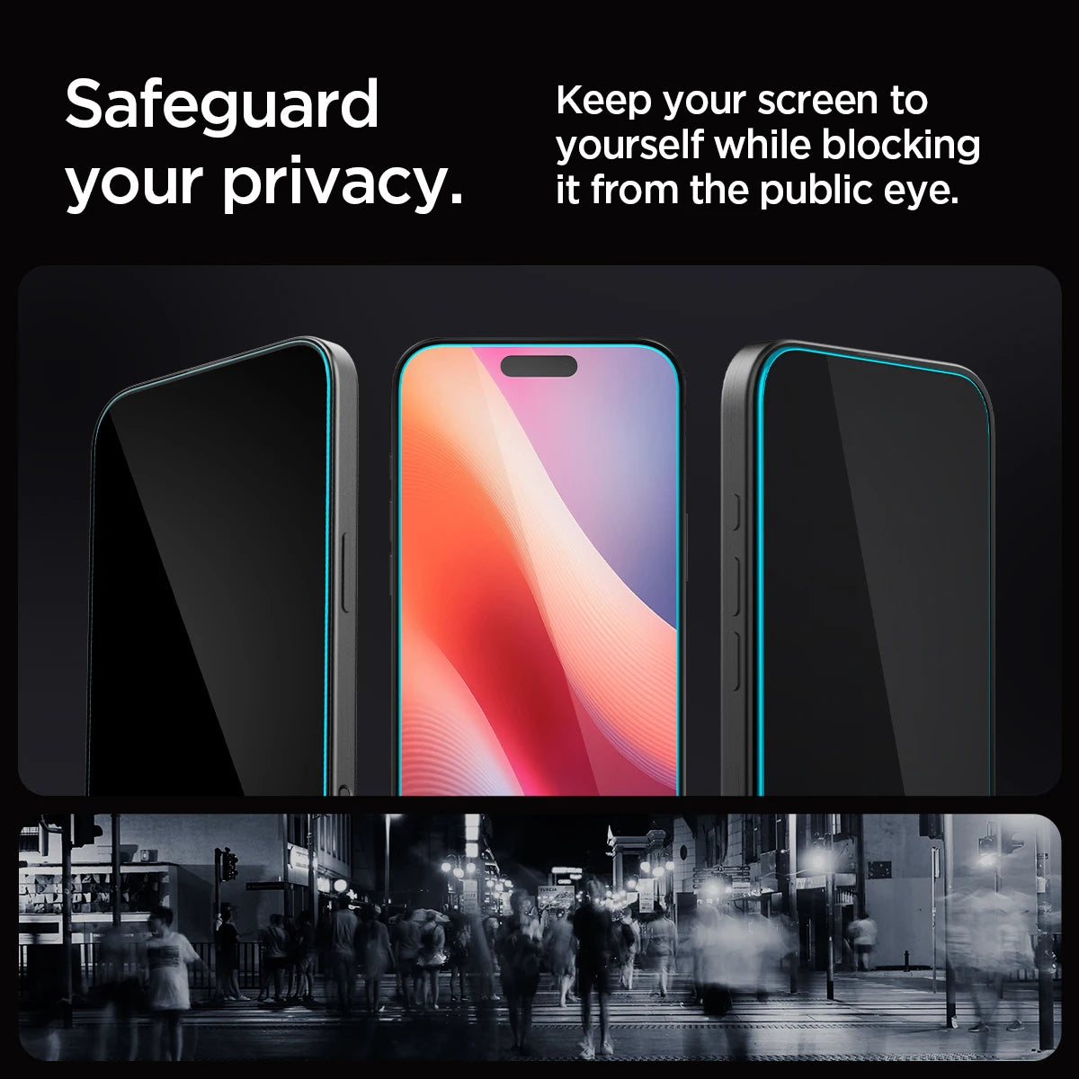 Spigen GLAS.tR EZ Fit Privacy Screen Protector iPhone 17 / 16 Pro Series
