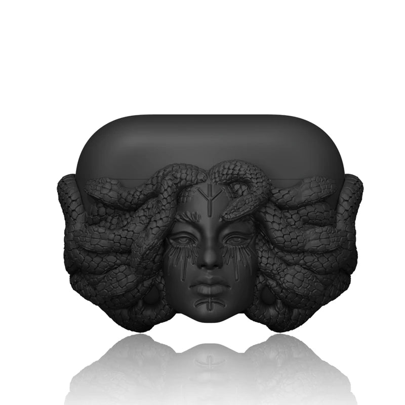 White Medusa Gorgon AirPods Case Handmade Silicone Protection
