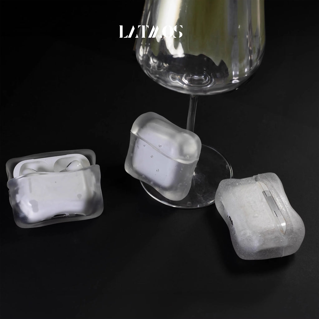 Ice Crystal Bubbles AirPods Case Frosted Transparent Y2K Design Silicone Cover