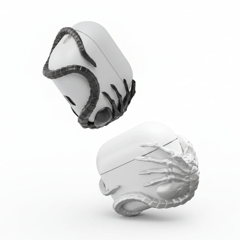 Bug Claw Sculptural AirPods Case Artistic 3D Design in Black & White Silicone