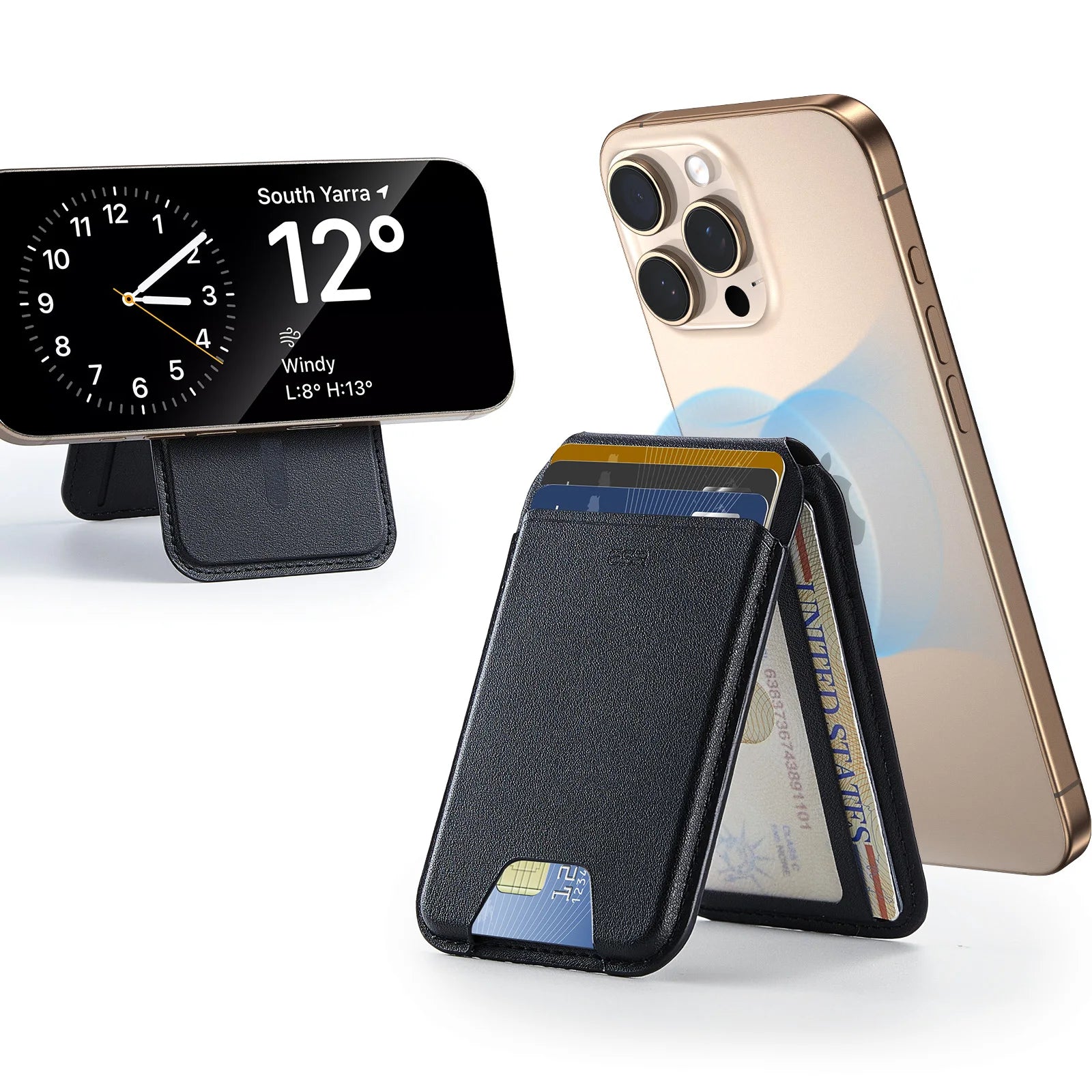 ESR Aura MagSafe Wallet - 5 Card Vegan Leather Stand