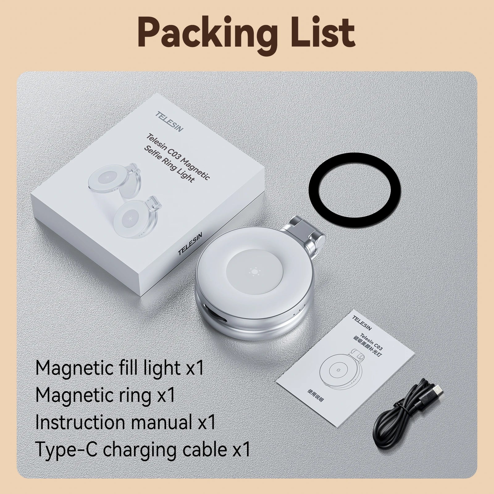 TELESIN Magnetic Fill Light