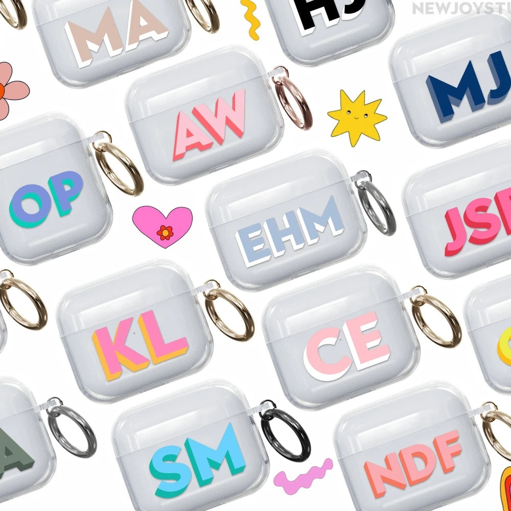 Personalized Rainbow Monogram AirPods Case Custom Initial