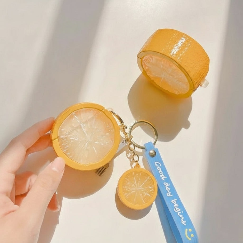 Lemon & Lime AirPods Case 3D Fresh Fruit Design with Keychain