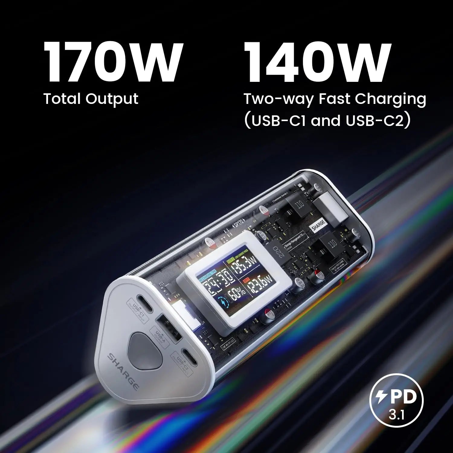 SHARGE 170 Power Bank 170W PD3.1 24000mAh