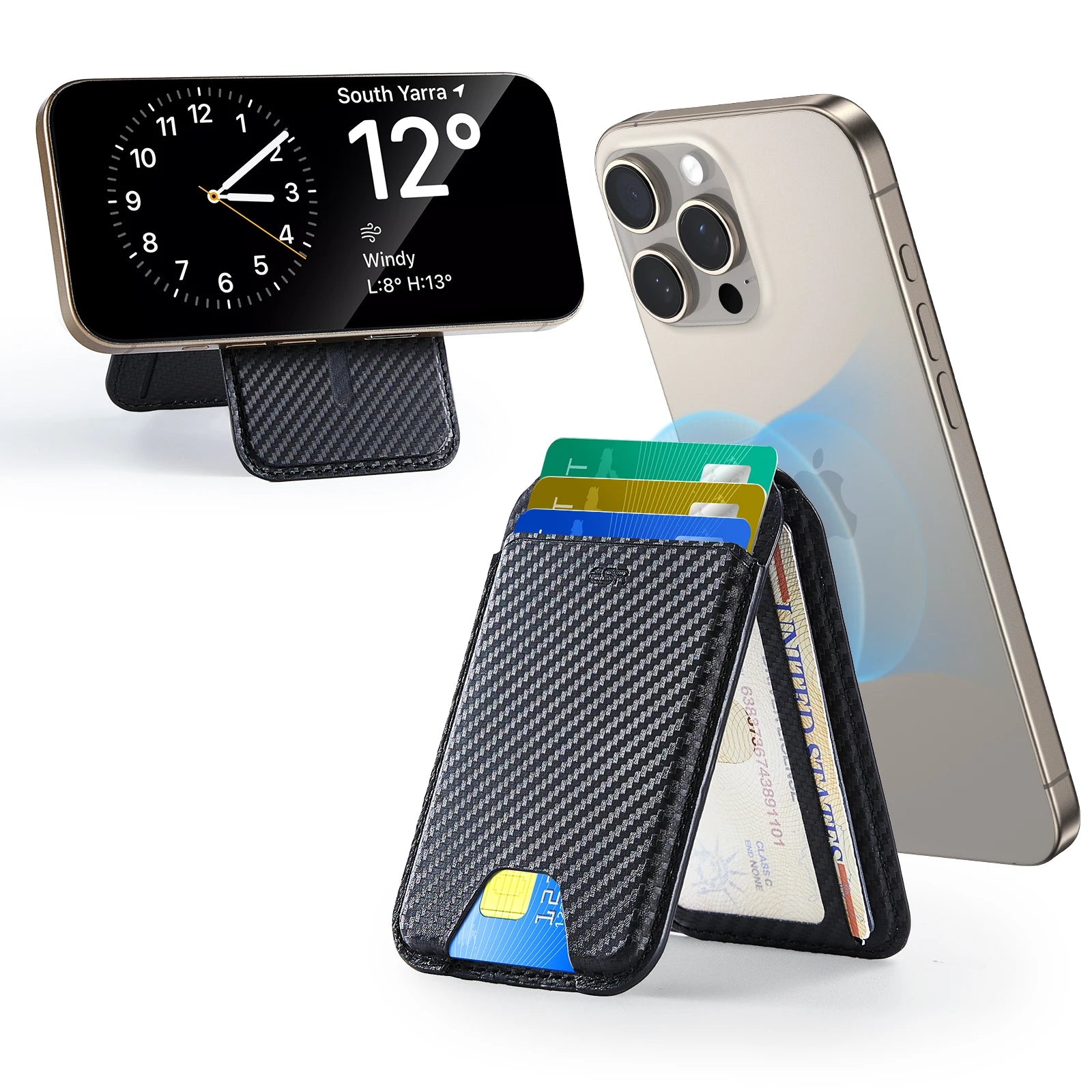 ESR Aura MagSafe Wallet - 5 Card Vegan Leather Stand