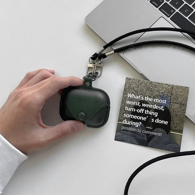 Premium Leather AirPods Case with Lanyard