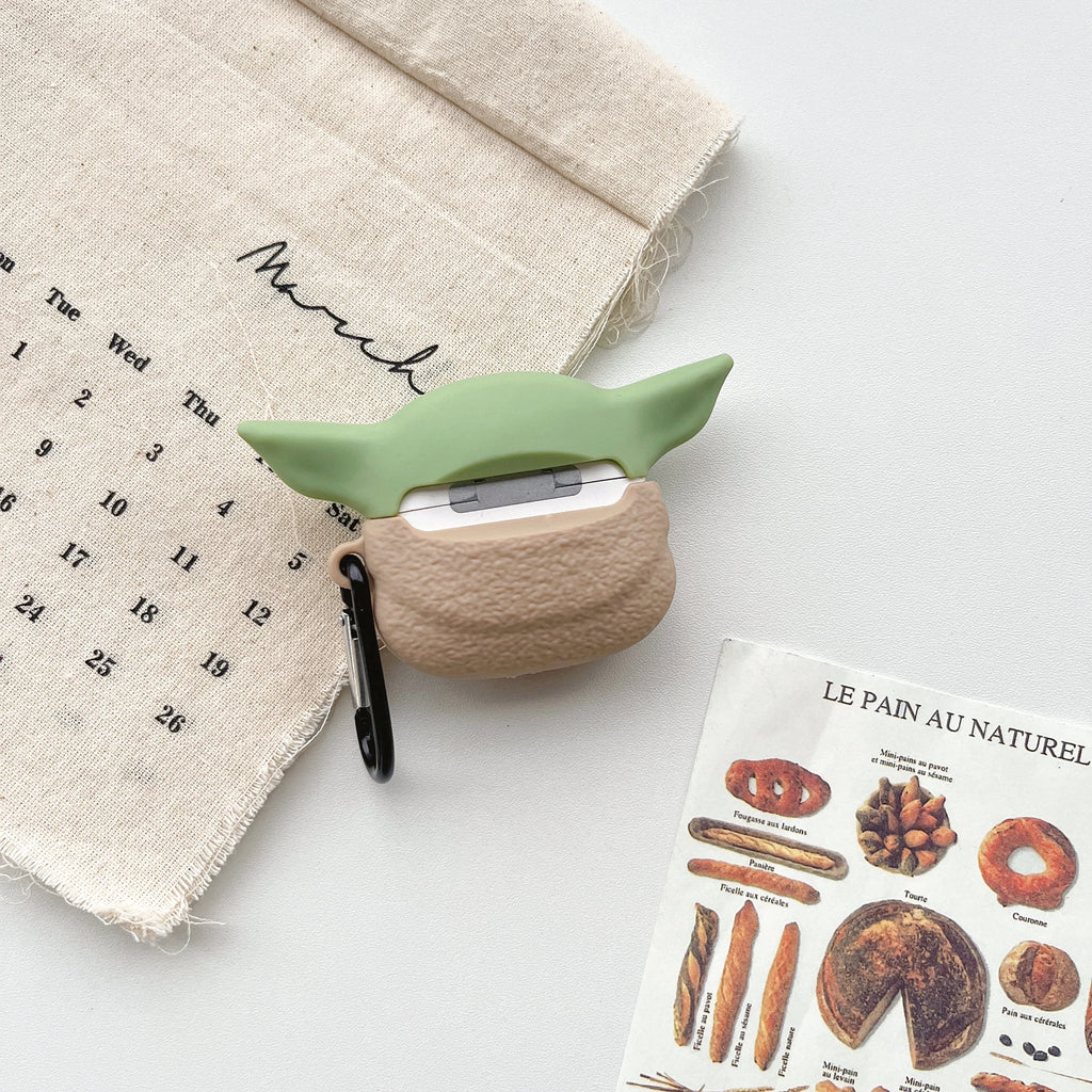 3D Cartoon Character AirPods Case Yoda Silicone