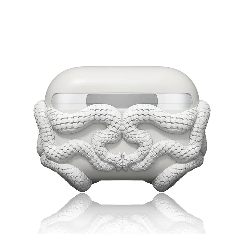 White Medusa Gorgon AirPods Case Handmade Silicone Protection