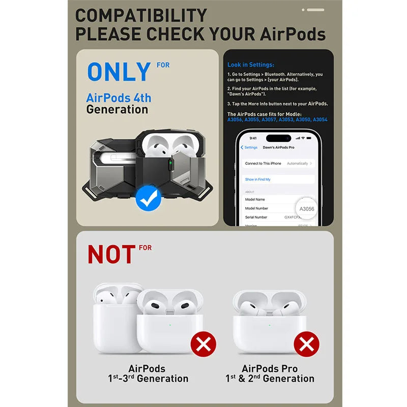 Matrix Magnetic Automatic Lock AirPods Case Military Protective