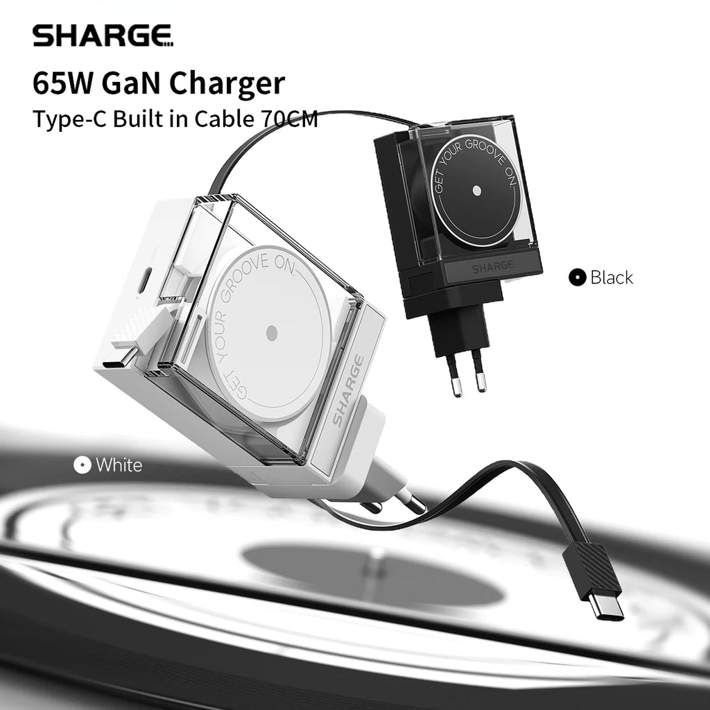 SHARGE Retractable 65W USB C Charger GaN