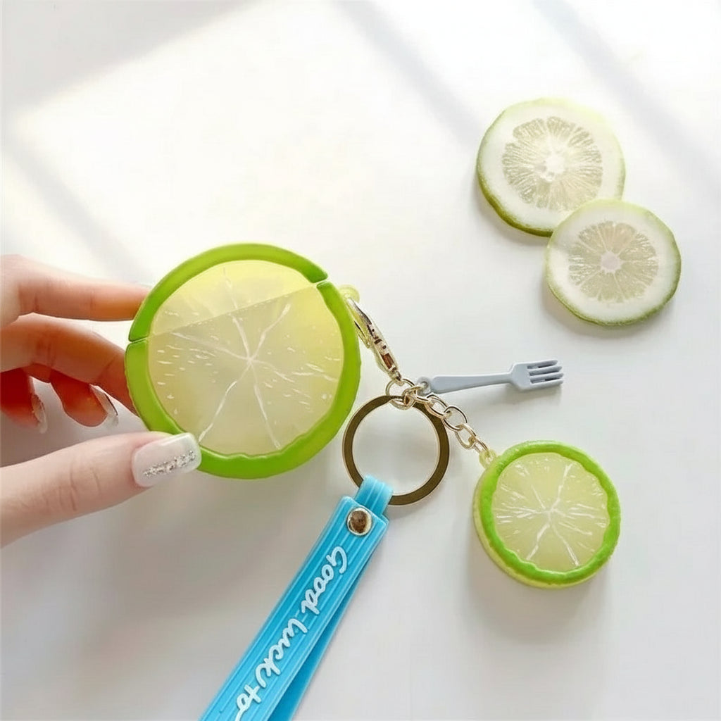 Lemon & Lime AirPods Case 3D Fresh Fruit Design with Keychain