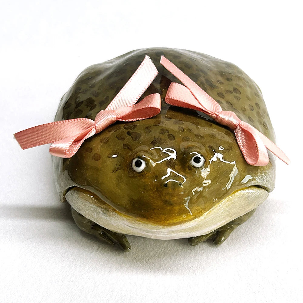 Frog AirPods Case with Pink Bow Handmade Realistic Design