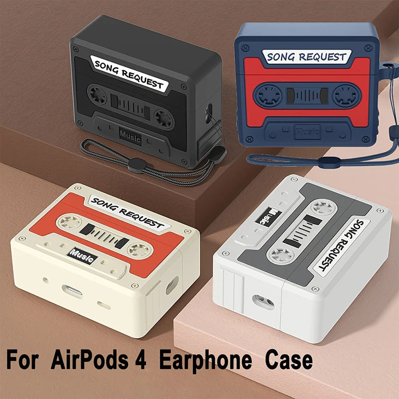 Retro Cassette Tape AirPods Case 3D Vintage Music Silicone Protection