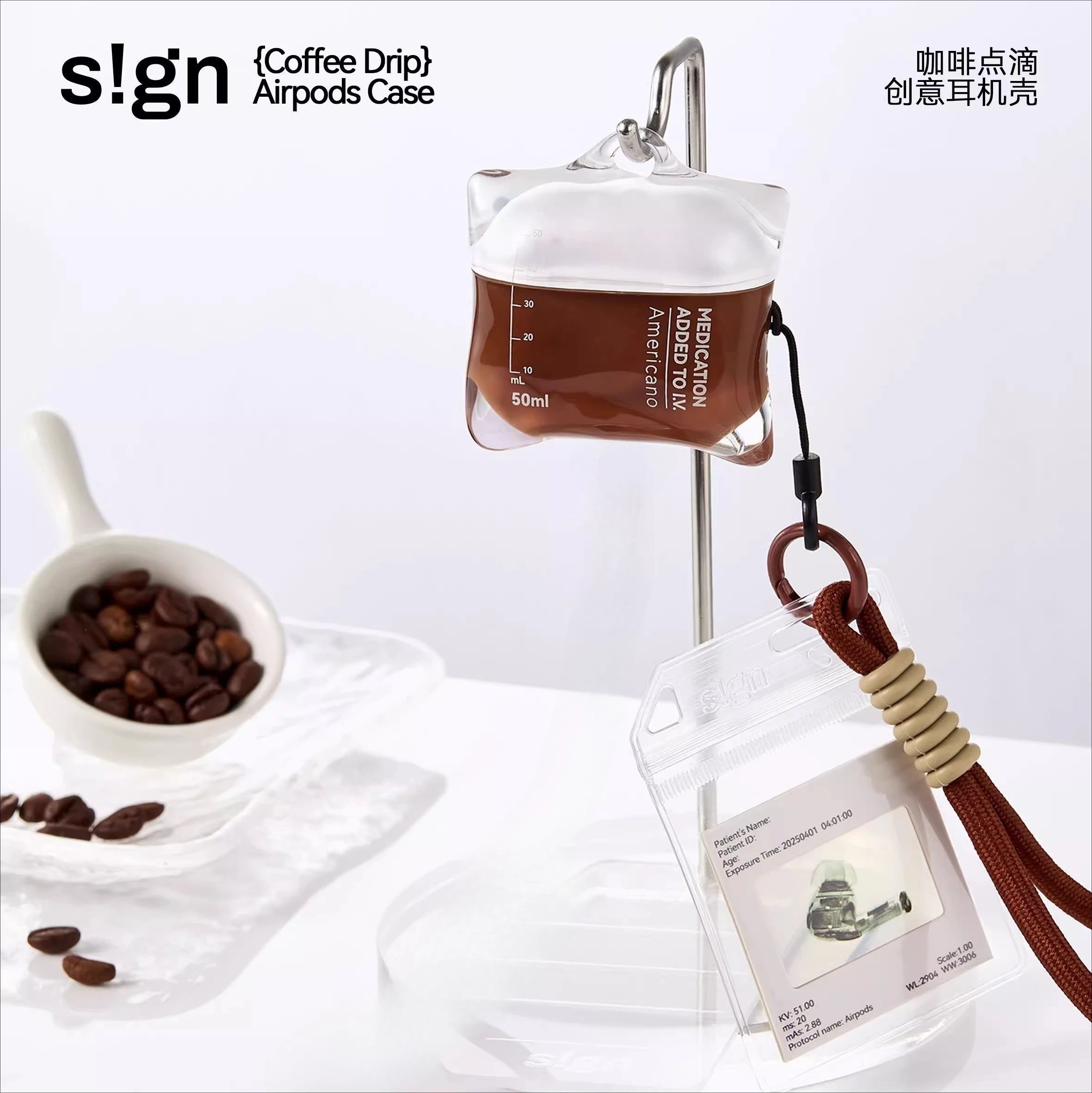 Coffee Drip S!gn AirPods Case Americano