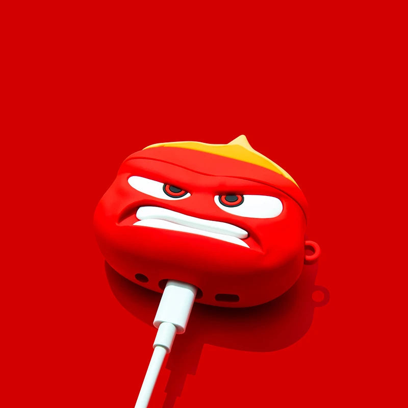 Inside Out Anger AirPods Case 3D Silicone Character